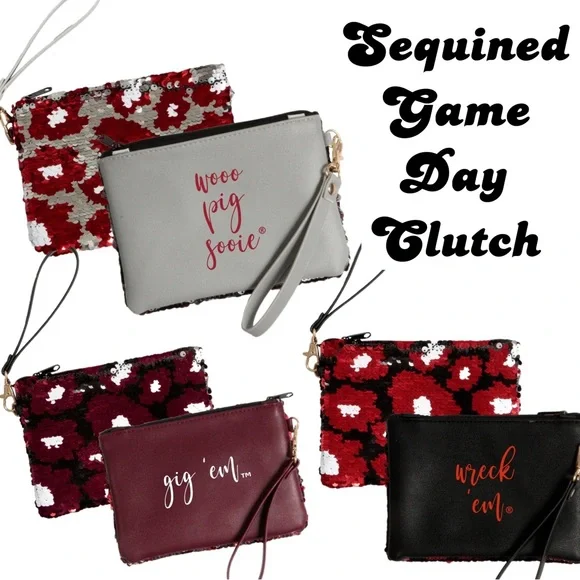 NWT! Wooo Pig Sooie Arkansas Sequined College Wristlets - Picture 5 of 5